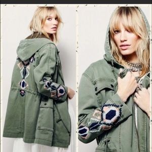 Free people embroidered twill parka jacket